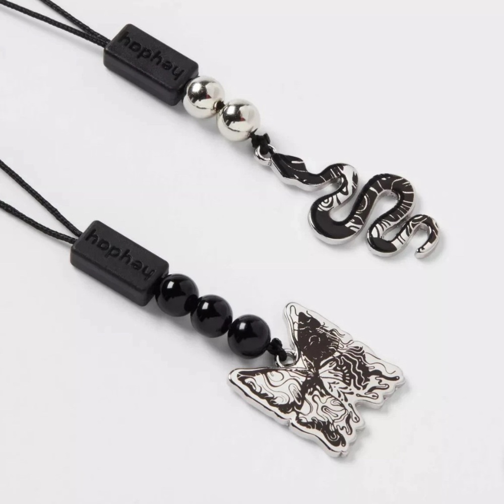 Black and Silver Snake and Butterfly Charms